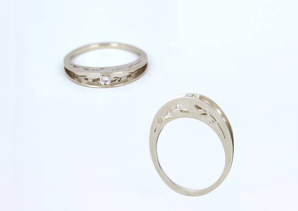 Engagement ring in white gold 14K, diamond | 2014